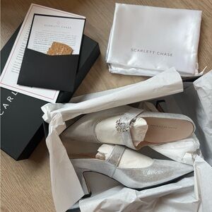 Silver Metallic Pumps with Embellished Strap